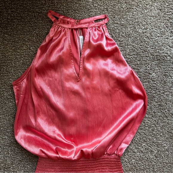 Ramy Brook Satin Pink Ruffle Halter Mini Dress Size Small - Picture 4 of 8